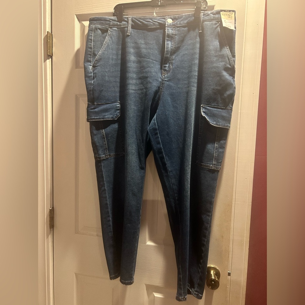 Women Blue Cargo Jeans